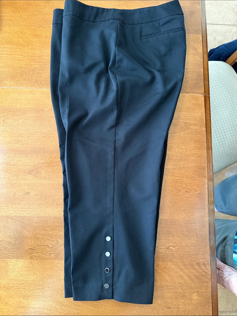 Rafaella Black Cropped Dress Pants with Ankle Button Detail